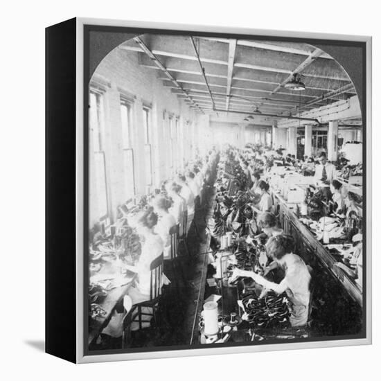 Sewing Room in a Large Shoe Factory, Syracuse, New York, USA, Early 20th Century-null-Framed Premier Image Canvas