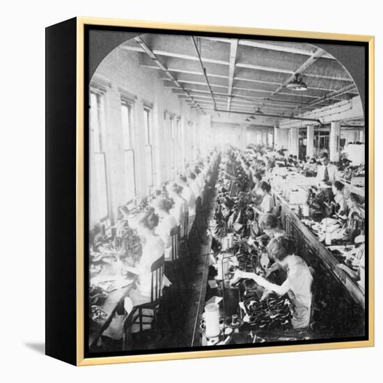 Sewing Room in a Large Shoe Factory, Syracuse, New York, USA, Early 20th Century-null-Framed Premier Image Canvas