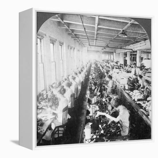 Sewing Room in a Large Shoe Factory, Syracuse, New York, USA, Early 20th Century-null-Framed Premier Image Canvas