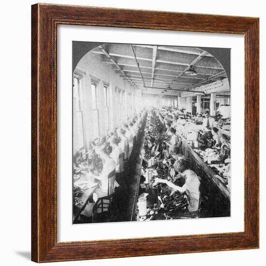 Sewing Room in a Large Shoe Factory, Syracuse, New York, USA, Early 20th Century-null-Framed Photographic Print