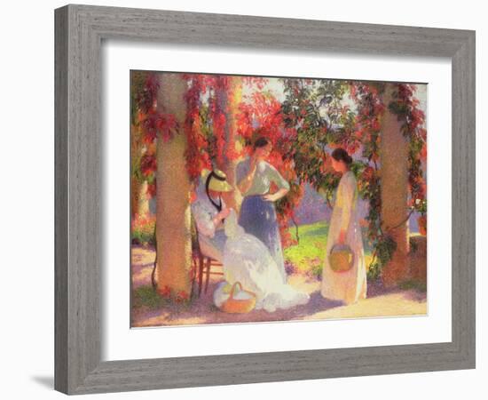 Sewing Scene under the Pergola at Marquayrol, 1902-Henri Martin-Framed Giclee Print