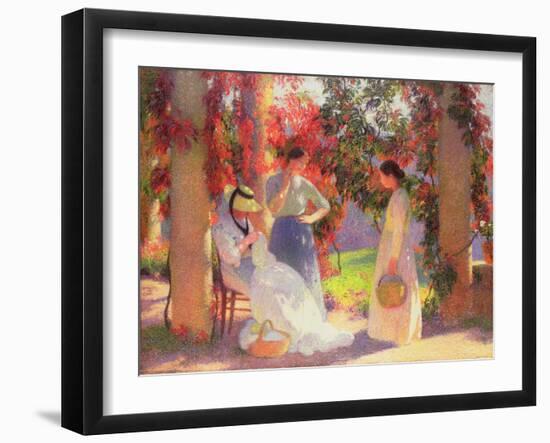 Sewing Scene under the Pergola at Marquayrol, 1902-Henri Martin-Framed Giclee Print