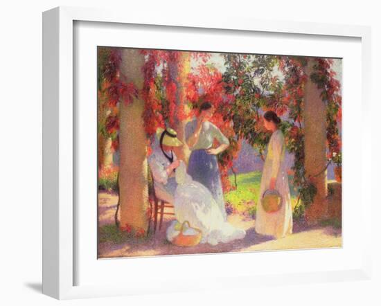 Sewing Scene under the Pergola at Marquayrol, 1902-Henri Martin-Framed Giclee Print