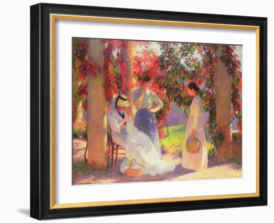 Sewing Scene under the Pergola at Marquayrol, 1902-Henri Martin-Framed Giclee Print