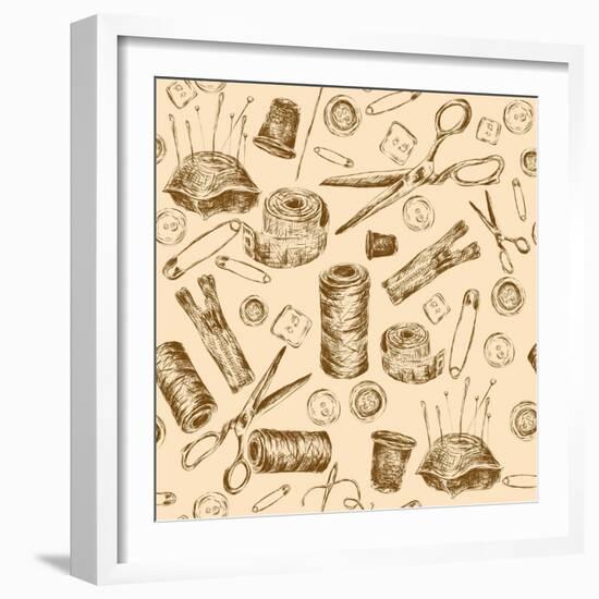 Sewing Seamless Pattern-Macrovector-Framed Art Print