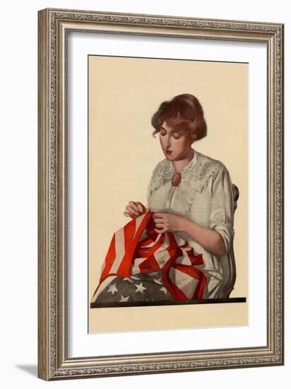 Sewing the Stars and Stripes-Modern Priscilla-Framed Art Print