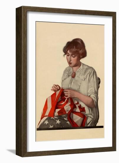 Sewing The Stars and Stripes-null-Framed Art Print