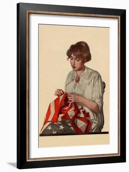 Sewing The Stars and Stripes-null-Framed Art Print