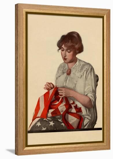 Sewing The Stars and Stripes-null-Framed Stretched Canvas