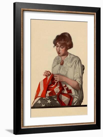 Sewing The Stars and Stripes-null-Framed Art Print