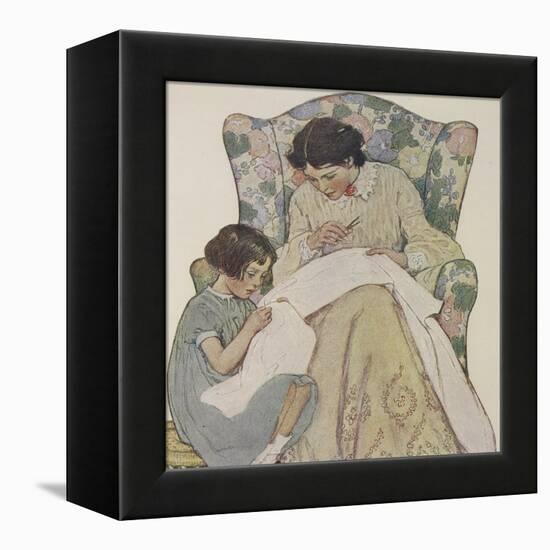 Sewing-Jessie Willcox-Smith-Framed Premier Image Canvas