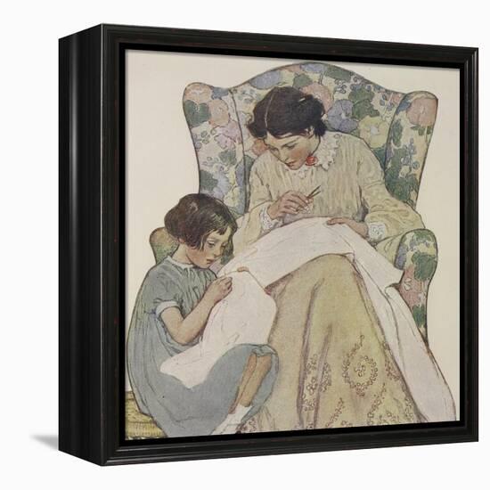 Sewing-Jessie Willcox-Smith-Framed Premier Image Canvas