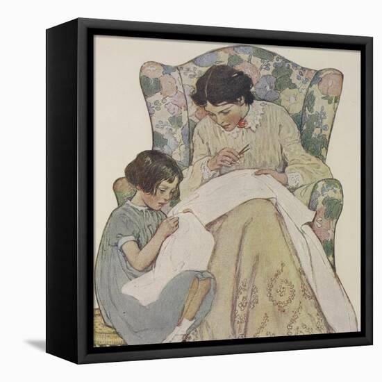 Sewing-Jessie Willcox-Smith-Framed Premier Image Canvas