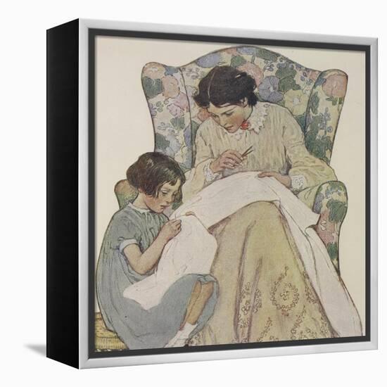 Sewing-Jessie Willcox-Smith-Framed Premier Image Canvas