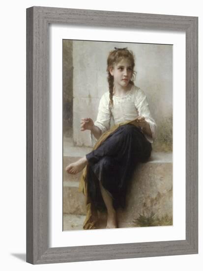 Sewing-William Adolphe Bouguereau-Framed Art Print