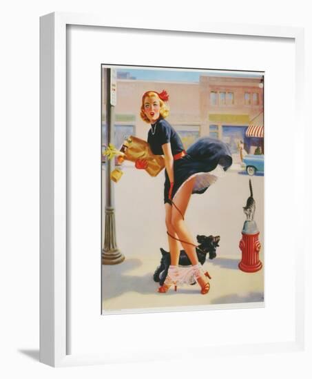 Sexy Woman Dropping Groceries-null-Framed Giclee Print