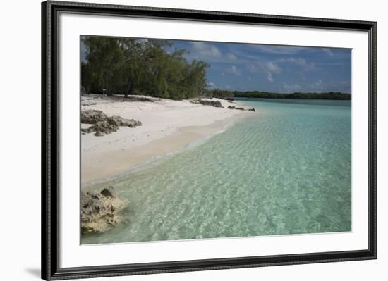 Seychelles, Aldabra Island Group, Aldabra Atoll, Picard Island. Remote pristine white sand beach.-Cindy Miller Hopkins-Framed Premium Photographic Print