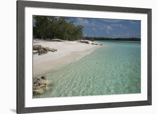 Seychelles, Aldabra Island Group, Aldabra Atoll, Picard Island. Remote pristine white sand beach.-Cindy Miller Hopkins-Framed Premium Photographic Print