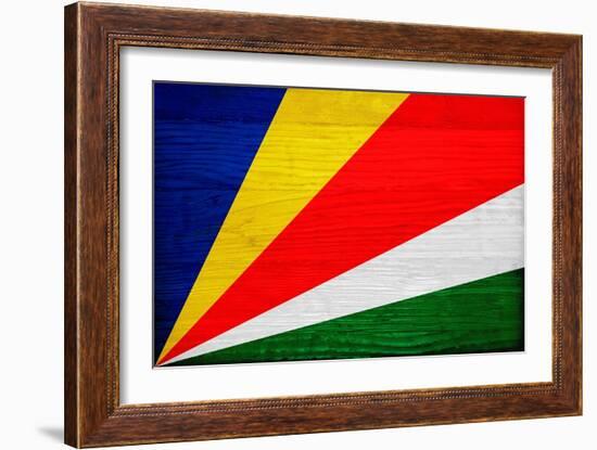 Seychelles Flag Design with Wood Patterning - Flags of the World Series-Philippe Hugonnard-Framed Art Print