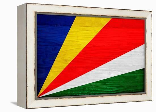 Seychelles Flag Design with Wood Patterning - Flags of the World Series-Philippe Hugonnard-Framed Stretched Canvas