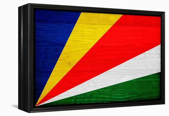 Seychelles Flag Design with Wood Patterning - Flags of the World Series-Philippe Hugonnard-Framed Stretched Canvas