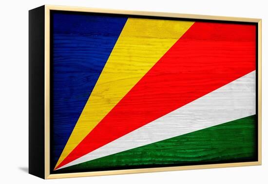 Seychelles Flag Design with Wood Patterning - Flags of the World Series-Philippe Hugonnard-Framed Stretched Canvas