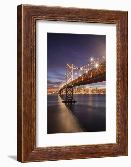 SF Bay Holiday Lights - Bay Bridge Night Photography - San Francisco-Vincent James-Framed Photographic Print