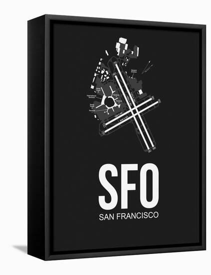 SFO San Francisco Airport Black-NaxArt-Framed Stretched Canvas