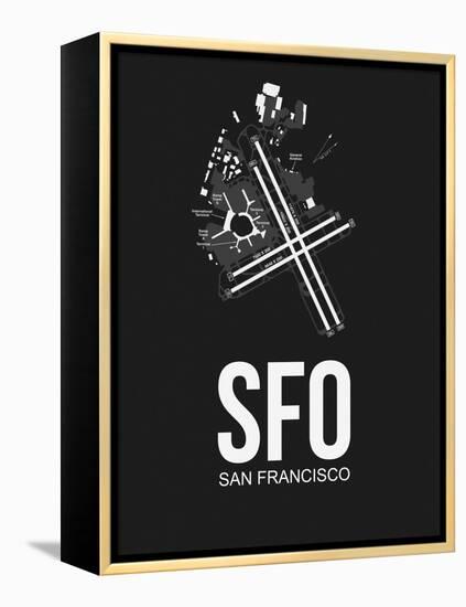 SFO San Francisco Airport Black-NaxArt-Framed Stretched Canvas