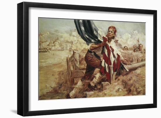 Sgt William Jasper Replacing the Flag (Cont)-Frederick Coffay Yohn-Framed Giclee Print