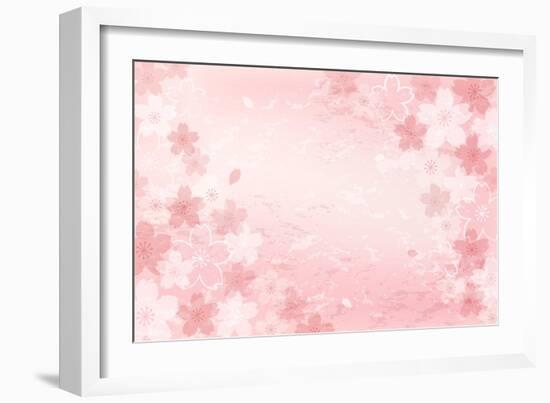 Shabby Chic Cherry Blossom Background-norwayblue-Framed Art Print