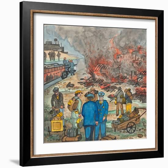 Shacktown (`Hooverville') Being Burned Down by Orders of the City Authorities-Ronald Ginther-Framed Giclee Print