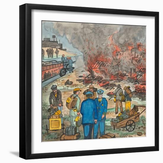 Shacktown (`Hooverville') Being Burned Down by Orders of the City Authorities-Ronald Ginther-Framed Giclee Print