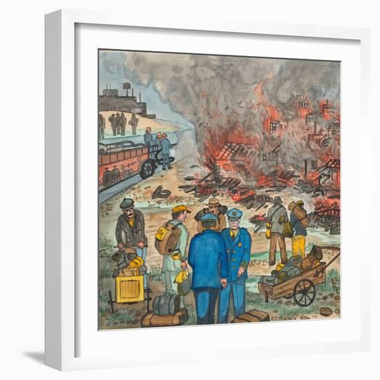 Shacktown (`Hooverville') Being Burned Down by Orders of the City Authorities-Ronald Ginther-Framed Giclee Print