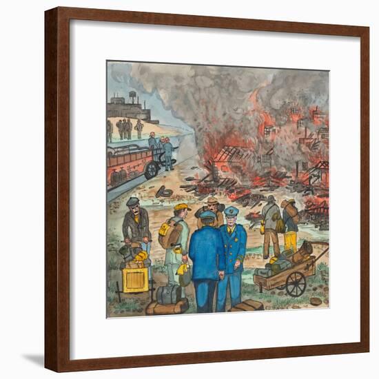 Shacktown (`Hooverville') Being Burned Down by Orders of the City Authorities-Ronald Ginther-Framed Giclee Print