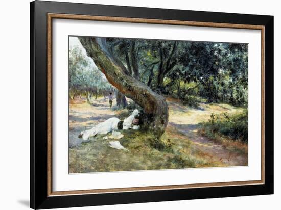 Shade in Olive Grove-Francesco Vinea-Framed Giclee Print