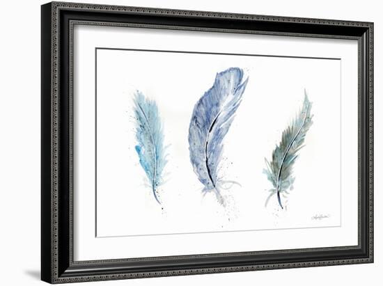 Shades of Blue Feathers-Angela Bawden-Framed Art Print