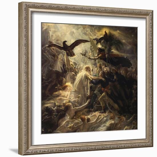 Shades of French Warriors Led into Odin's Palace by Victory, 1802-Anne-Louis Girodet de Roussy-Trioson-Framed Giclee Print