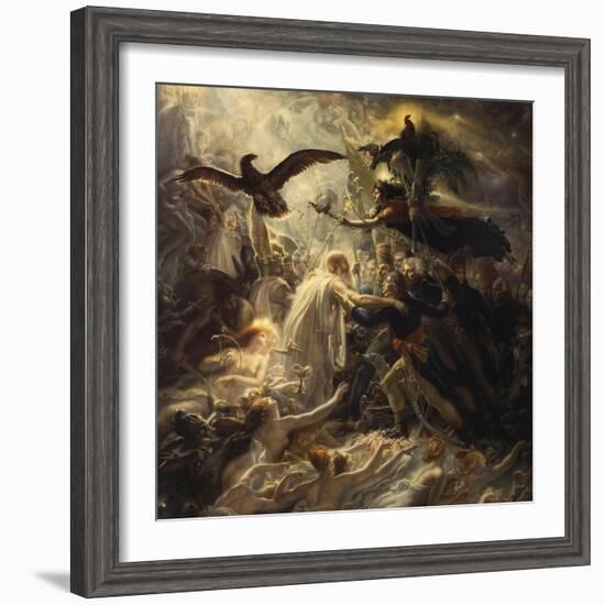 Shades of French Warriors Led into Odin's Palace by Victory, 1802-Anne-Louis Girodet de Roussy-Trioson-Framed Giclee Print