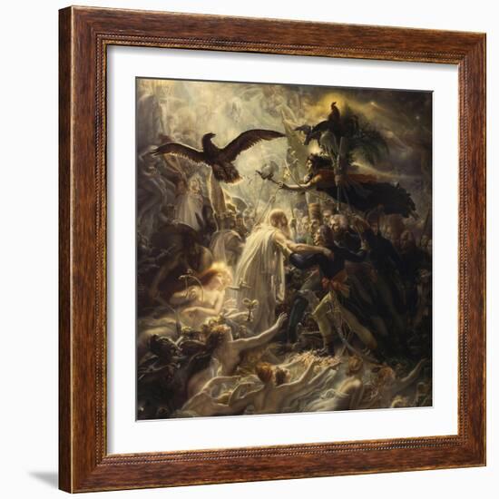 Shades of French Warriors Led into Odin's Palace by Victory, 1802-Anne-Louis Girodet de Roussy-Trioson-Framed Giclee Print