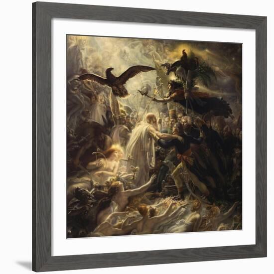 Shades of French Warriors Led into Odin's Palace by Victory, 1802-Anne-Louis Girodet de Roussy-Trioson-Framed Giclee Print