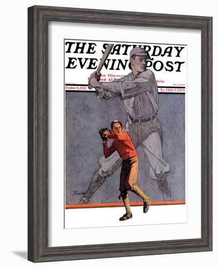 "Shadow Batter," Saturday Evening Post Cover, October 8, 1932-John E. Sheridan-Framed Giclee Print