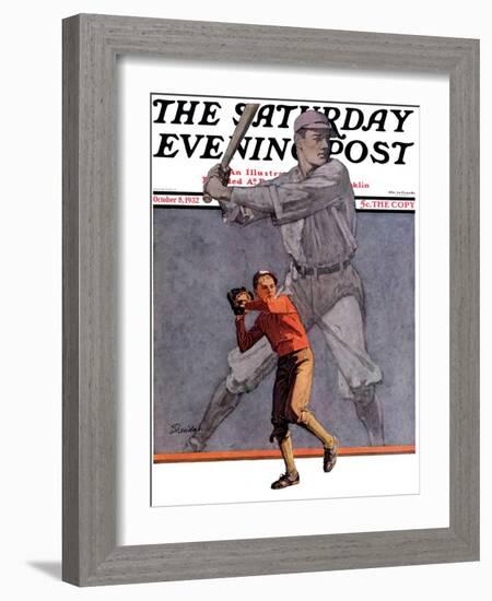 "Shadow Batter," Saturday Evening Post Cover, October 8, 1932-John E. Sheridan-Framed Giclee Print