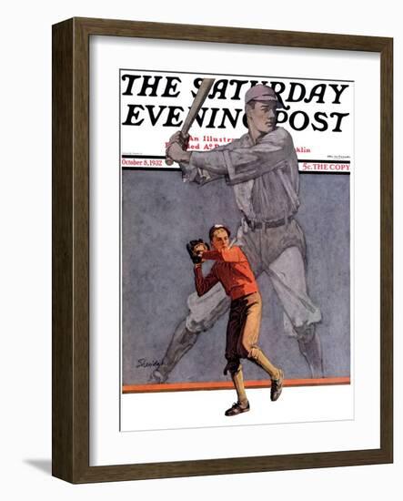 "Shadow Batter," Saturday Evening Post Cover, October 8, 1932-John E. Sheridan-Framed Giclee Print