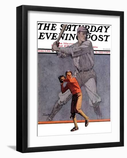 "Shadow Batter," Saturday Evening Post Cover, October 8, 1932-John E. Sheridan-Framed Giclee Print