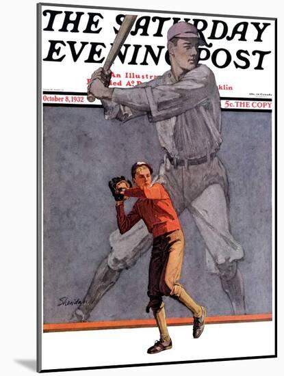"Shadow Batter," Saturday Evening Post Cover, October 8, 1932-John E. Sheridan-Mounted Giclee Print