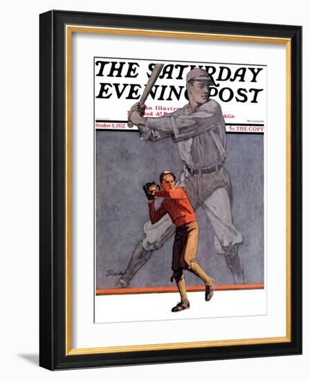 "Shadow Batter," Saturday Evening Post Cover, October 8, 1932-John E. Sheridan-Framed Giclee Print