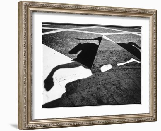 Shadow Cast by Equestrian Statue of Marcus Aurelius in Piazza Del Campidoglio-Gjon Mili-Framed Photographic Print