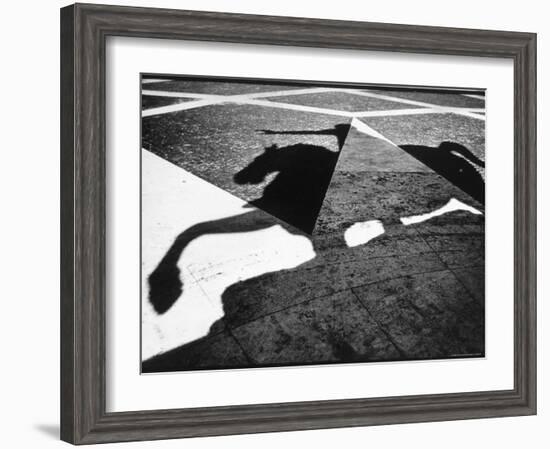 Shadow Cast by Equestrian Statue of Marcus Aurelius in Piazza Del Campidoglio-Gjon Mili-Framed Photographic Print