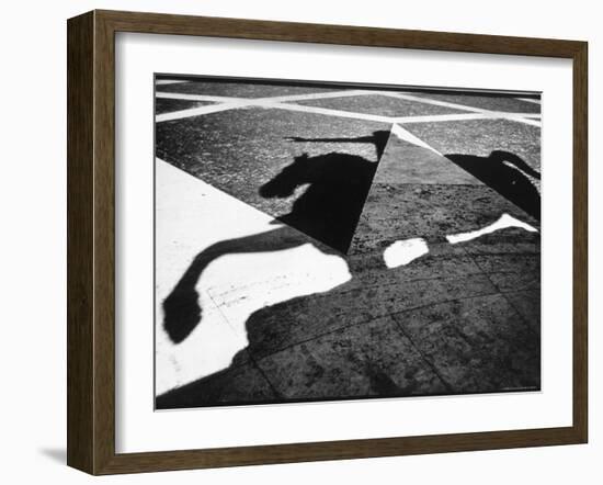 Shadow Cast by Equestrian Statue of Marcus Aurelius in Piazza Del Campidoglio-Gjon Mili-Framed Photographic Print